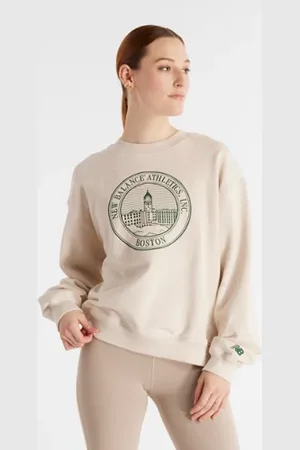 New Balance Mujer Athletics French Terry Crest Crew en , Algodón, Talla L