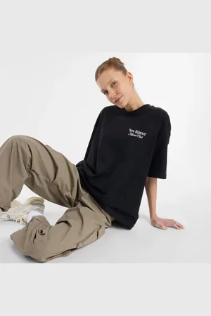 New Balance Mujer Linear Graphic Oversized T-Shirt en , Algodón, Talla 2XL