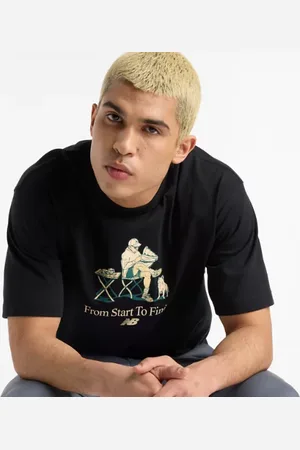 New Balance Hombre Cafe T-Shirt en , Algodón, Talla M
