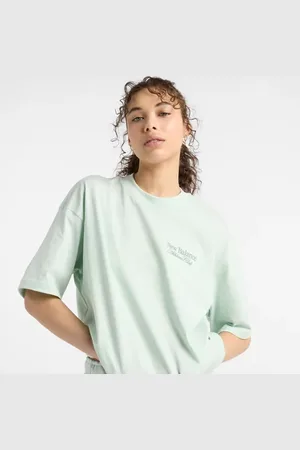 New Balance Mujer Linear Graphic Oversized T-Shirt, Algodón, Talla L