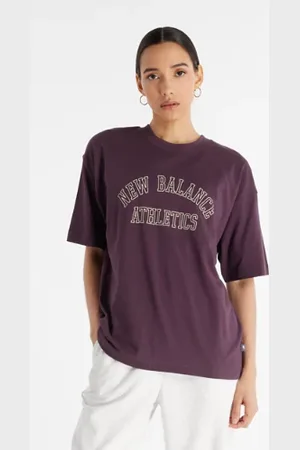 New Balance Mujer Graphic Jersey Oversized T-Shirt en , Jersey de algodón, Talla L