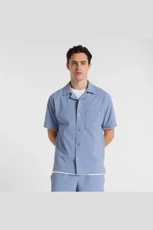 New Balance Hombre Seersucker Button Up Short Sleeve en , Polywoven, Talla L