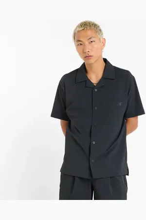 New Balance Hombre Seersucker Button Up Short Sleeve en , Polywoven, Talla 2XL