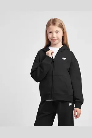 New Balance Chica BB Small Logo Full Zip Hoodie en , Vellón de algodón, Talla 7-8Y