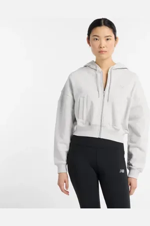 New Balance Mujer French Terry Full Zip, Vellón de algodón, Talla L