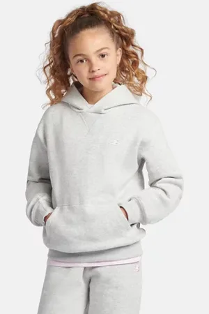 New Balance Chica Brush Back Small Logo Hoodie, Vellón de algodón, Talla 10-11 años