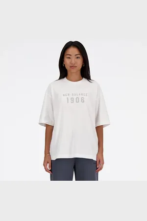 New Balance Mujer Iconic Collegiate Jersey Oversized T-Shirt en , Jersey de algodón, Talla L