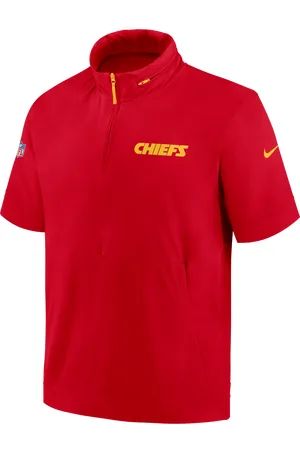 Nike Kansas City Chiefs Sideline Coach Chaqueta con capucha de manga corta y media cremallera NFL - Hombre