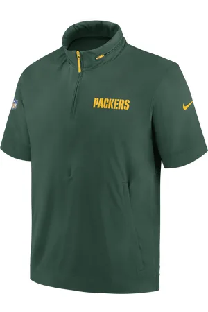 Nike Green Bay Packers Sideline Coach Chaqueta con capucha de manga corta y media cremallera NFL - Hombre