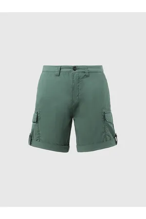 Balmain Pantalones cargo cortos de talle alto en algodón caqui