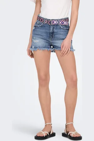 ONLY Onlrobyn Cintura Extraalta Corte Straight Shorts Vaqueros