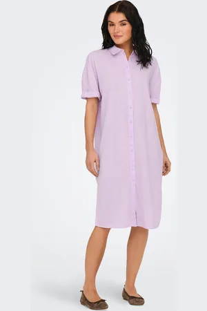ONLY Vestido Midi Corte Loose Cuello De Camisa Mangas Voluminosas