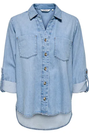 ONLY Camisa Vaquera Corte Standard Cuello De Camisa Puños Doblados