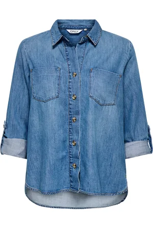 ONLY Camisa Vaquera Corte Standard Cuello De Camisa Puños Doblados