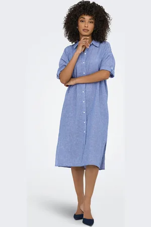 ONLY Vestido Midi Corte Loose Cuello De Camisa Mangas Voluminosas