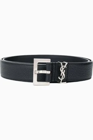 Saint Laurent Cinturón de cuero granulado