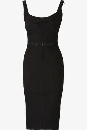 MUGLER Vestido Midi Denim Hebillas