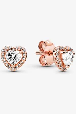 PANDORA Pendientes de Botón Corazón Brillante en Relieve con Circonitas Cúbicas