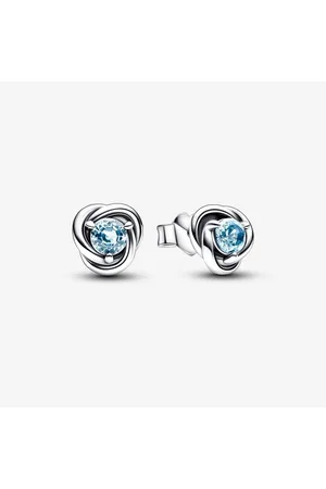PANDORA Pendientes de Botón Círculo Eternity Marzo en Azul claro