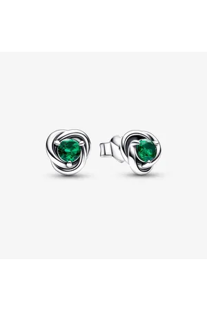 PANDORA Pendientes de Botón Circulo Eternity Mayo en Plata de Ley