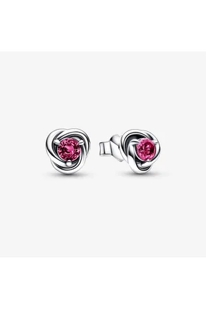 PANDORA Pendientes de Botón Círculo Eternity Octubre en Rosa