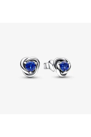 PANDORA Pendientes de Botón Circulo Eternity Septiembre en Plata de Ley