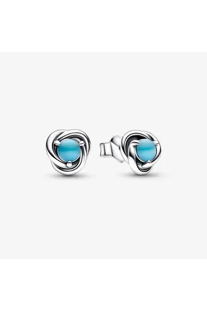 PANDORA Pendientes de Botón Círculo Eternity Diciembre en Turquesa