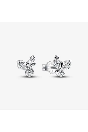 PANDORA Pendientes de Botón Herbario Brillante en Plata de Ley