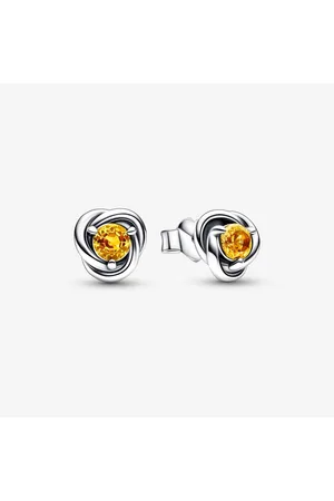 PANDORA Pendientes de Botón Círculo Eternity Noviembre en Naranja