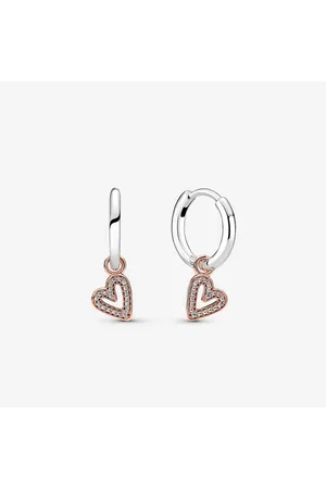 PANDORA Pendientes de Aro Corazón A Mano Alzada Brillante en Plata de Ley