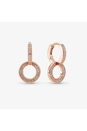 PANDORA Pendientes Doble Aro Brillantes con Circonitas Cúbicas