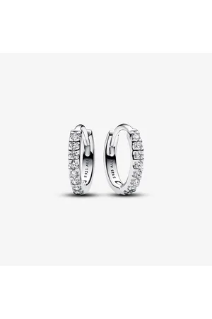 PANDORA Pendientes de Aro Huggies Brillantes con Circonitas Cúbicas en Plata de Ley
