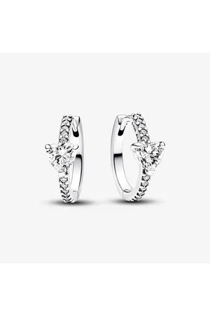 PANDORA Pendientes de Aro Corazón Brillante en Plata de Ley