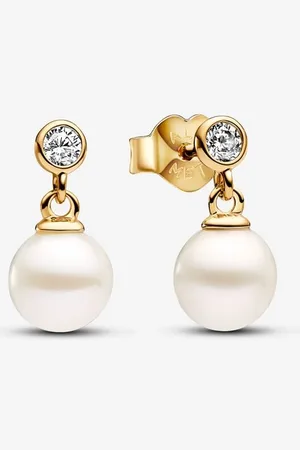 PANDORA Pendientes Colgantes Perla Cultivada de Agua Dulce Y Gemas en Blanco