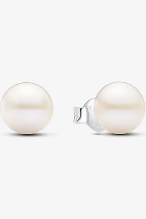 PANDORA Pendientes de Botón Perla Cultivada de Agua Dulce Tratada de 7Mm en Plata de Ley