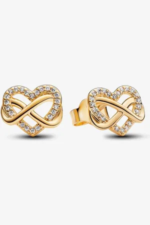 PANDORA Pendientes de Botón Corazón Infinito Brillante con Circonitas Cúbicas