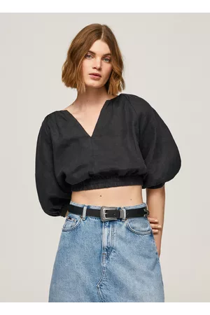 Pepe Jeans Mujer Crop - Top fit cropped cuello pico