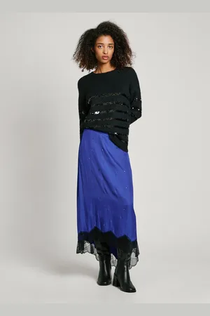 Pepe Jeans Falda midi satinada encaje