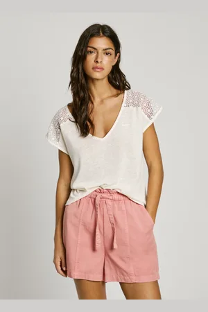 Pepe Jeans Camiseta cuello pico con encajes