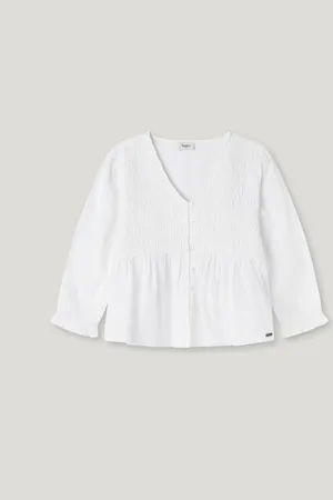 Pepe Jeans Blusa fruncida cuello pico