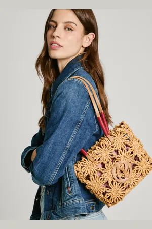 Pepe Jeans Bolso de rafia con detalles florales