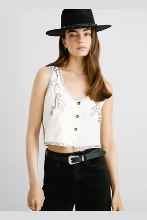Pepe Jeans Chaleco de sarga con lentejuelas