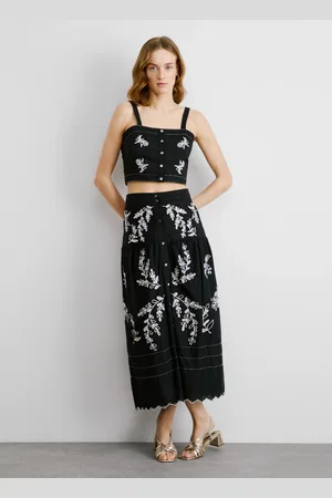 Pepe Jeans Falda midi popelín bordada