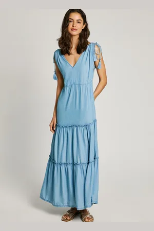 Pepe Jeans Vestido largo cuello pico