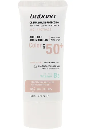 Babaria SOLAR MULTIPROTECCION crema antimanchas color SPF50+. Protector solar facial. Edad: Entre 26 y 35 años, Entre 36 y 50 años, Más de 50 años. Tipo de Piel: Todo Tipo de Pieles. Texturas: Crema. Protección SPF: Muy alta SPF 50 +. Tendencias: S