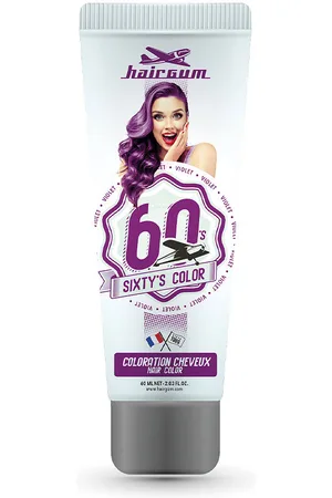 Hairgum SIXTY’S COLOR hair color. Tintes semipermanentes. Tipo de Cabello: Todo Tipo de Cabello. Texturas: Crema. Tendencias: Summer Festival. Tonos: 1 Negro, 0 Blanco, Caoba, Grises, Violin, Fantasía