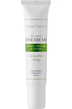 Alma Secret EYE CREAM antiedad con aguacate, té verde & cafeína. Anti ojeras y bolsas de ojos - Contorno de ojos. Edad: Entre 26 y 35 años, Entre 36 y 50 años, Más de 50 años. Tipo de Piel: Todo Tipo de Pieles. Texturas: Crema. Formulación: Hipoalergén