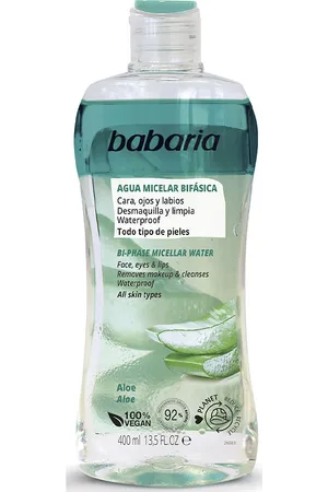 Babaria DESMAQUILLADOR BIFASICO agua micelar aloe vera. Agua micelar. Tipo de Piel: Todo Tipo de Pieles. Green Beauty: Ingredientes naturales, Vegano. Formato: Bifásico. Tendencias: Aloe Vera, Skinimalism. Ingredientes: Aloe Vera