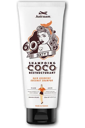 Hairgum SIXTY’S recovery coconut shampoo. Champú hidratante. Tipo de Cabello: Todo Tipo de Cabello, Cabello Teñido, Cabello con Mechas. Texturas: Espuma/Mousse. Green Beauty: Ingredientes naturales. Formato: Dosificador