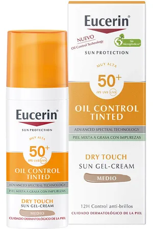 Eucerin SUN PROTECTION oil dry touch gel-crema color SPF50+. Protector solar facial. Edad: Entre 18 y 25 años, Entre 26 y 35 años, Entre 36 y 50 años, Más de 50 años, Menos de 18 años. Tipo de Piel: Mixta, Grasa. Texturas: Crema. Producto de Parafa